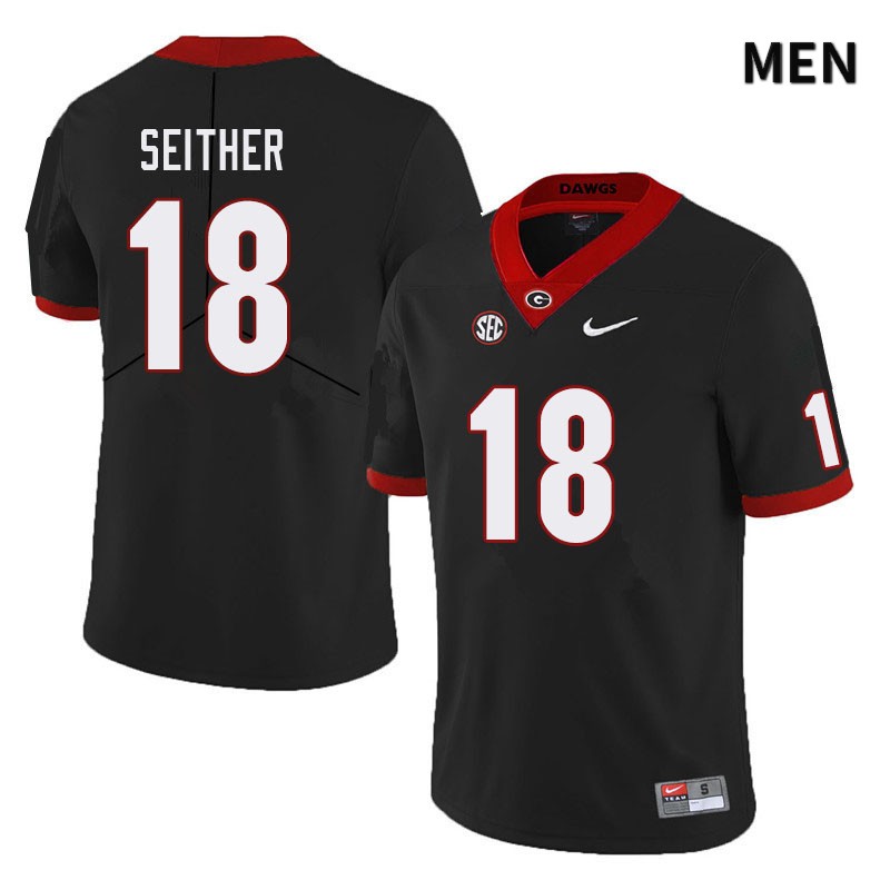 Georgia Bulldogs Men's Brett Seither #18 Black Stitched College UGA Football Jersey 23QX010HT